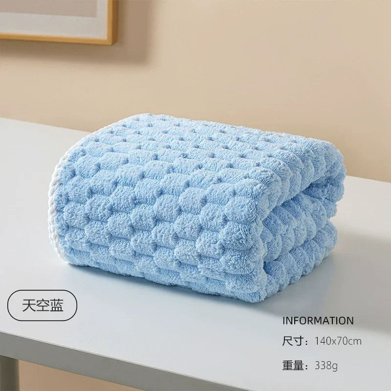 Waffle Weave Bath Towels – Quick-Dry Microfiber Spa & Gym Waffle Bath Towel Zpaxo blue