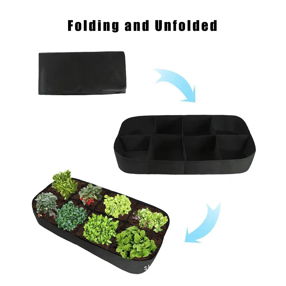 Flowerpot Breathe Cloth Rectangular Planting Bag For Vegetables Flowers Raised Garden Bed Felt 4/8 Pockets Multi-grid Zpaxo