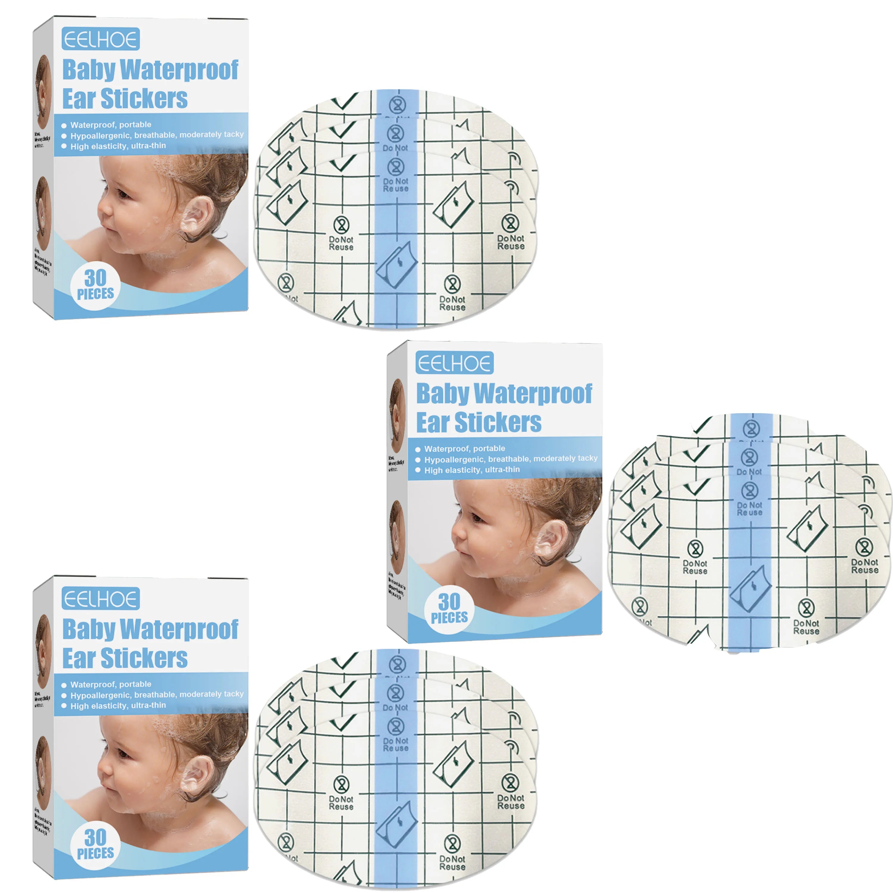 Baby Waterproof Ear Plugs Baby Swimming, Bathing, and Hair Washing Ear Protection Stickers Zpaxo 3pcs