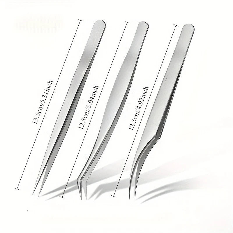Precision Pointed Stainless Steel Tweezers – Brow & Blackhead Precision Tweezers Zpaxo 3pcs