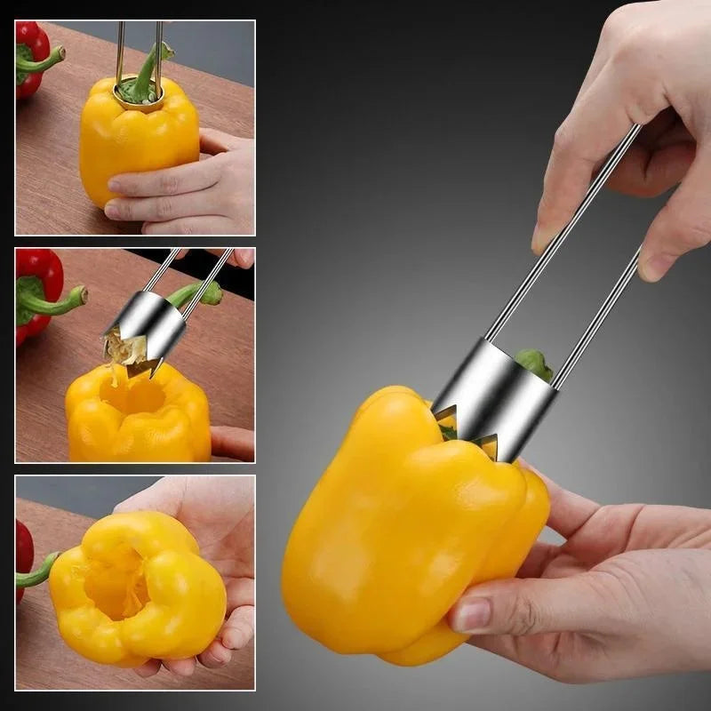 New Stainless Steel Multifunction Pump Apple Bitter Melon Sydney Denuclearizer Kitchen Fruit Household Denuclearizer Long Handle Zpaxo