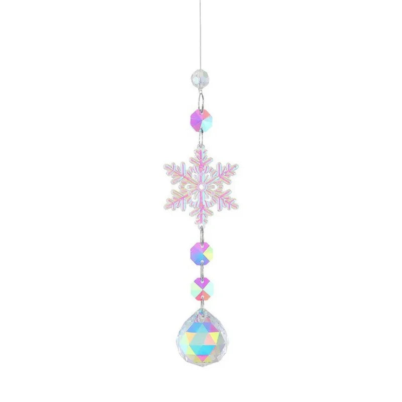 Crystal Snowflake Sun Catcher – Rainbow Prism Window Pendant