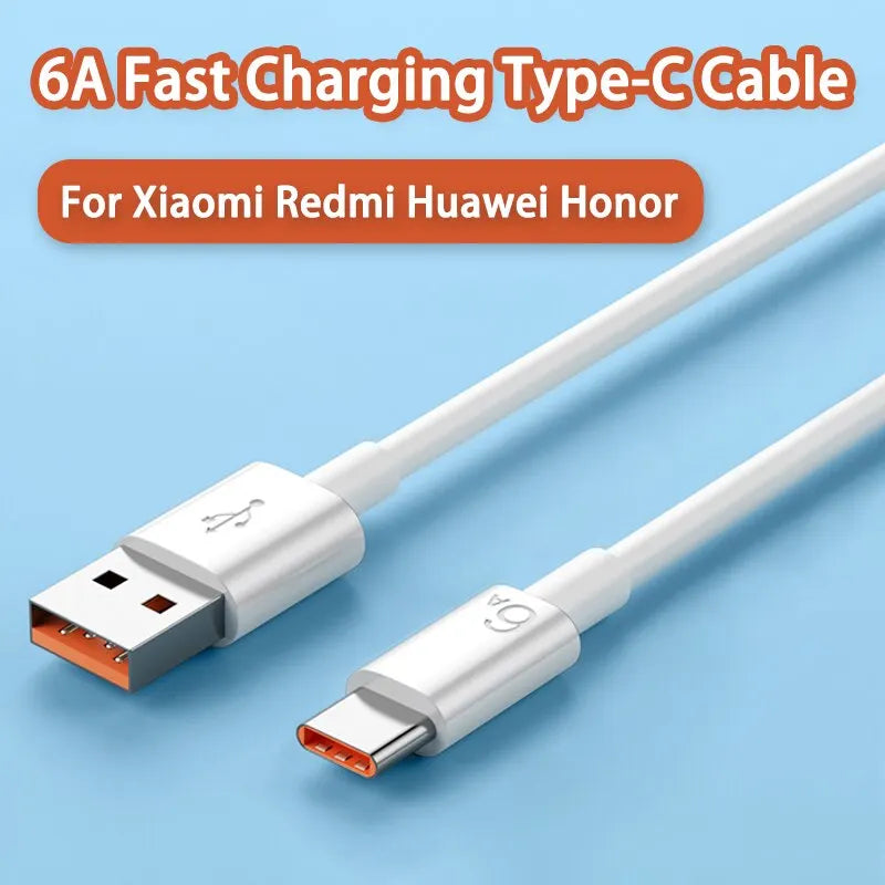 66W 6A Fast Charging USB C Cable Xiaomi Redmi POCO Huawei Honor OPPO Zpaxo