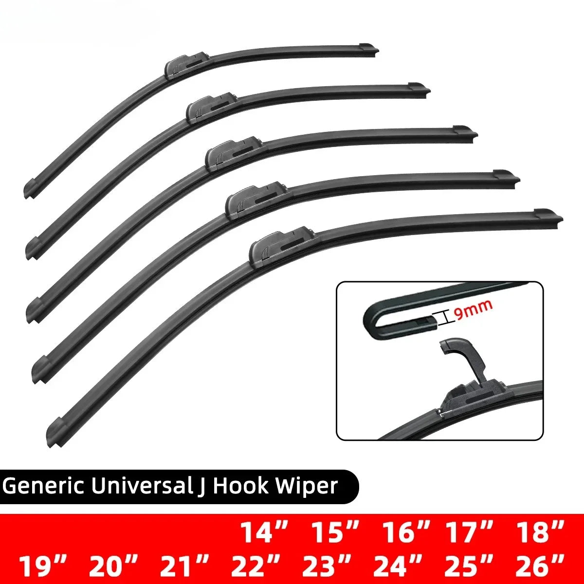 Universal Frameless Wiper Blades Soft Rubber Hook Mount Car Zpaxo 18inch