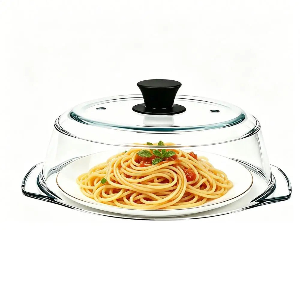 Glass Microwave Cover For Food Reusable Heating Clear Lid With Silicone Handle Microwave Splatter Cover Glass For Oven Bowls Zpaxo A China Mainland