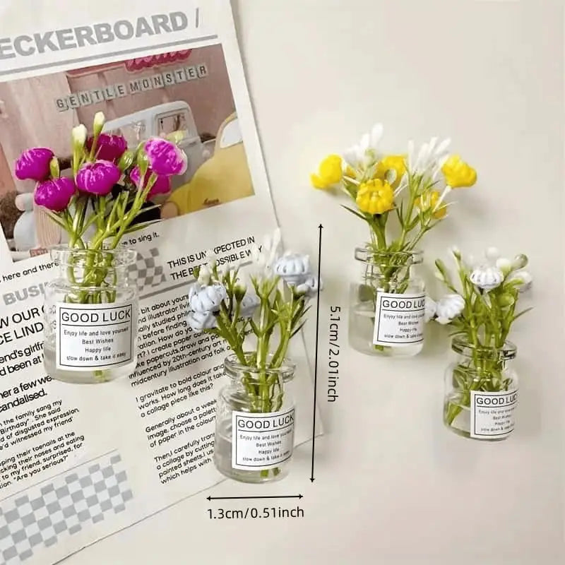 Glow in Dark 3D Mini Vase Fridge Magnets – Plant Pot Decor
