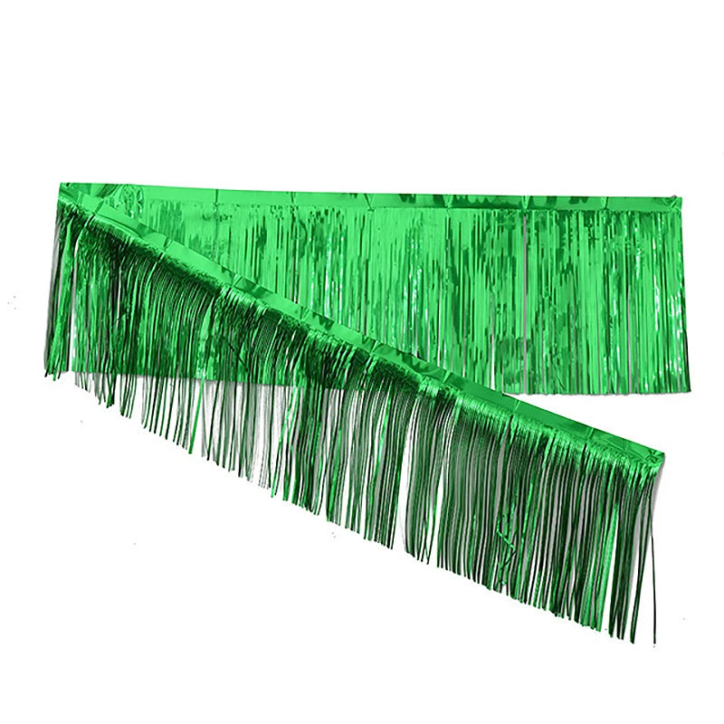 2m Glitter Tassels Fringe Banner Shinny Gold Metallic Foil Tassel Zpaxo Green 2mx2