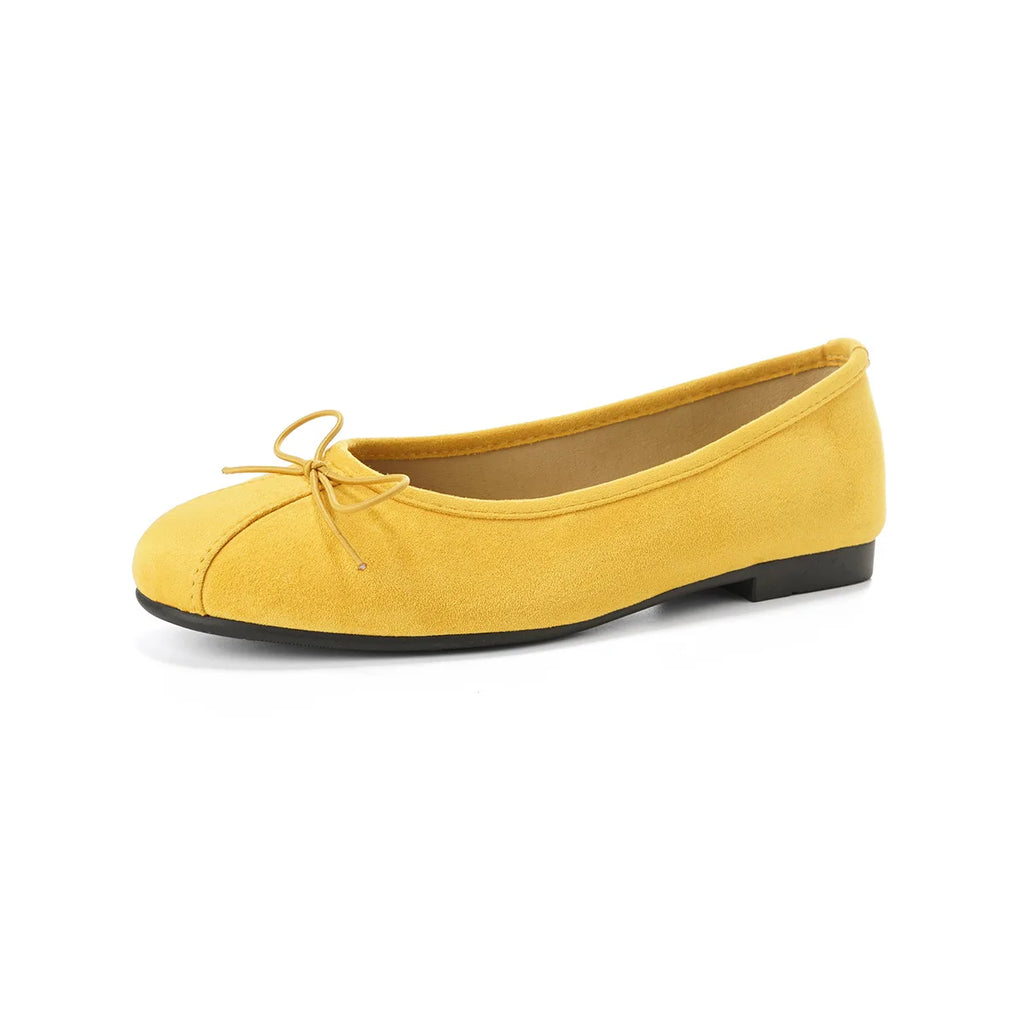 Flat Shoes for Women Spring and Autumn 2025 New Round Toe Ballet Shoes for Women Bow Shallow Mouth Plus Size Women's Shoes Zpaxo yellow 39