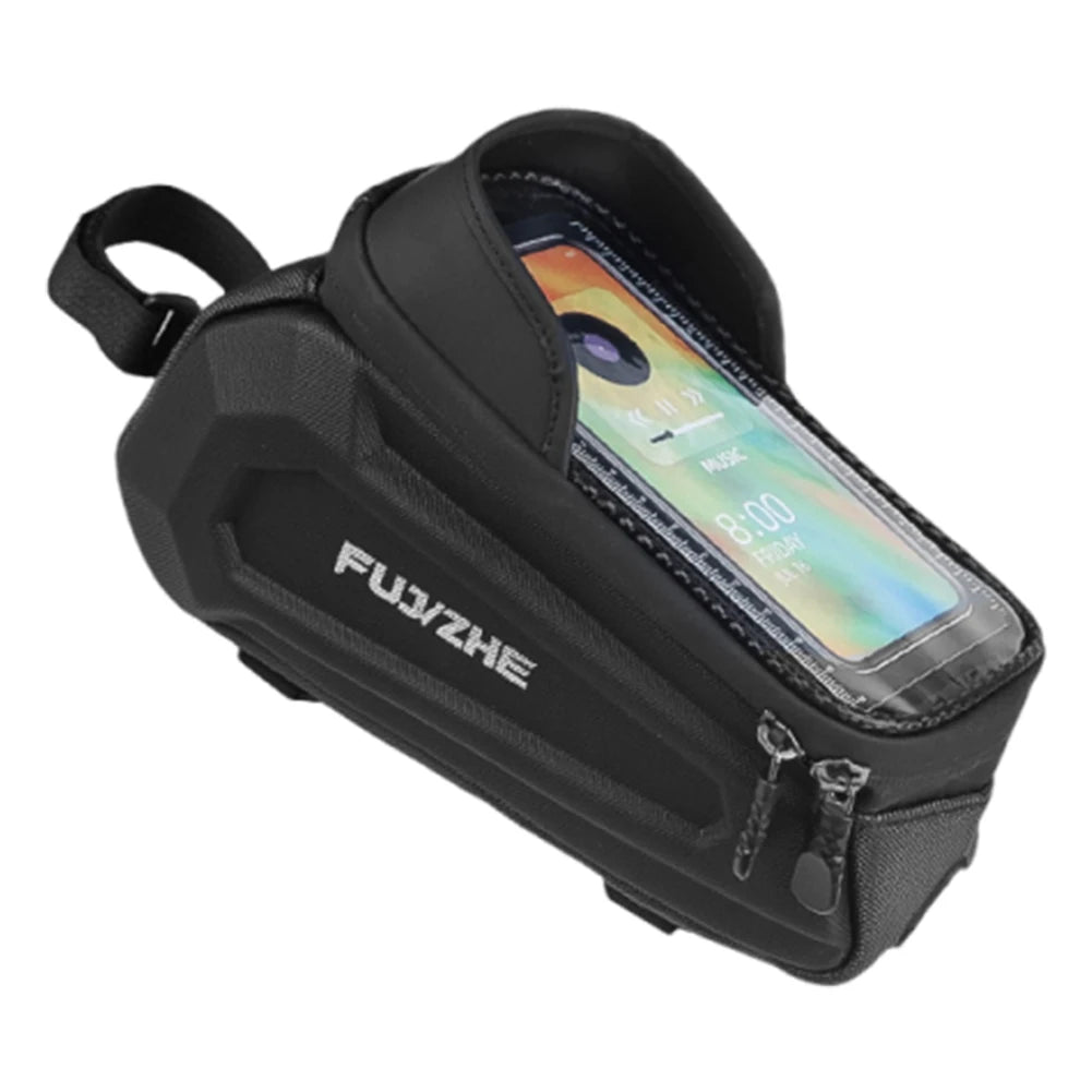Bike Tube Bag Hard Shell Front Frame Touch Screen Phone Pouch Road