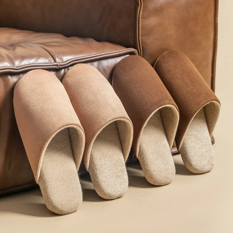 Autumn Winter Simple Suede Slippers Men Non-slip Indoor Bedroom Floor
