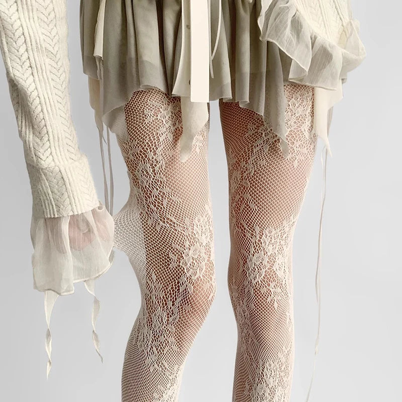 Tights Women Hollow Out Sexy Lace Floral Thigh Stockings Pantyhose