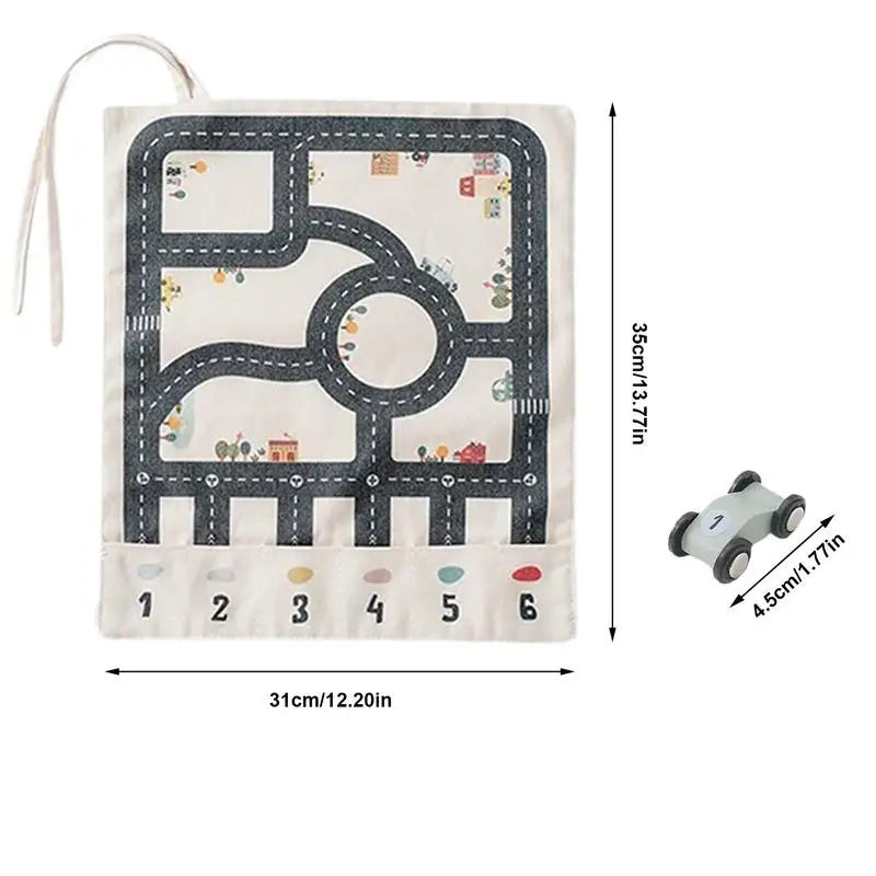Canvas Car Toy Set Small Wooden Car Maze Toy With Canvas Play Mat Educational Vehicle Set Fine Motor Skills Game Logical Zpaxo