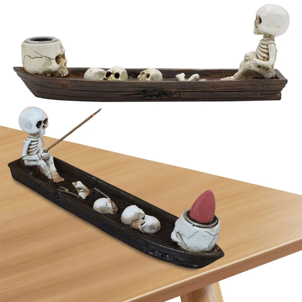 Skull Boat Incense Holder Ghost Fishing Burner Creative Skeleton