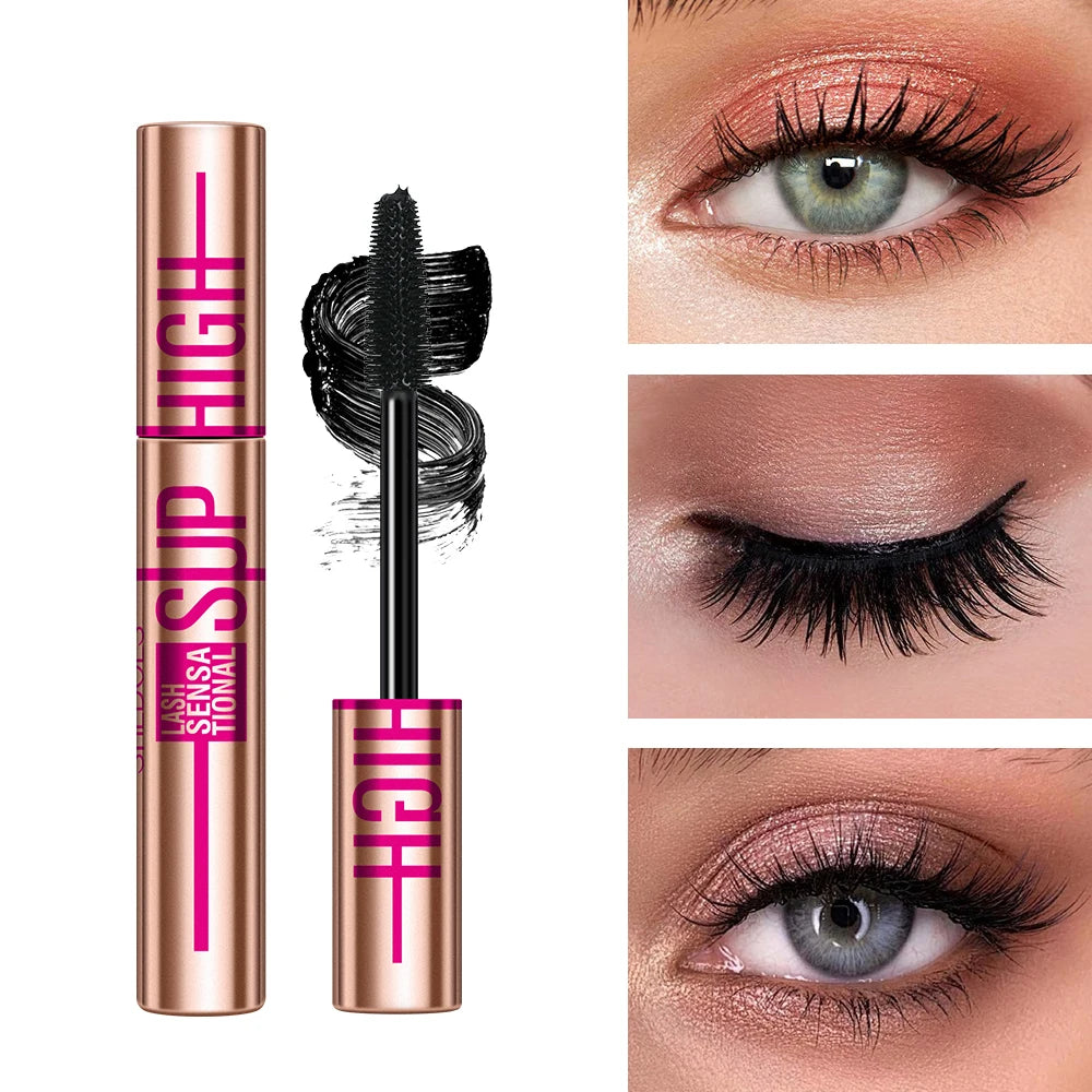 Super High 4D Waterproof Mascara - Volumizing, Curling & Lengthening Formula, Smudge-Proof Long-Lasting Black Mascara Zpaxo