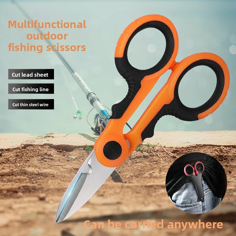 Stainless Steel Fishing Scissor Accessories Electrician Portable Scissors Plier Cut PE Braid Line Lure Carp Fishing Tools Zpaxo