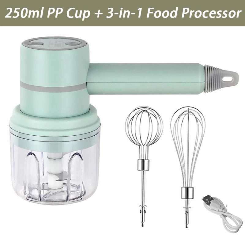 3-in-1 Electric Handheld Mixer Portable Whisk Multi Blender Baking Zpaxo one size Green