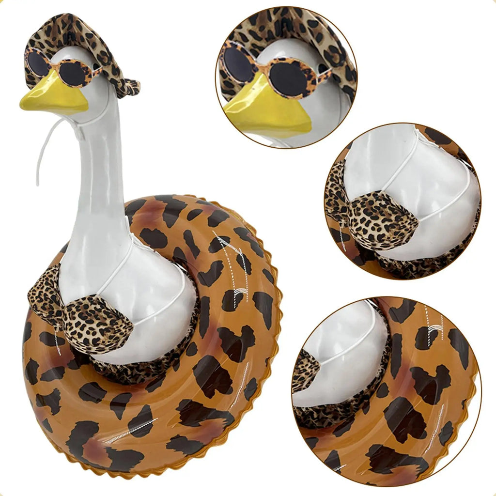 23 Inch Porch Goose Outfits With Hat Sunglasses Leopard Bikini Summer Porch Goose Funny Outfit For Garden Parties Festivals Zpaxo