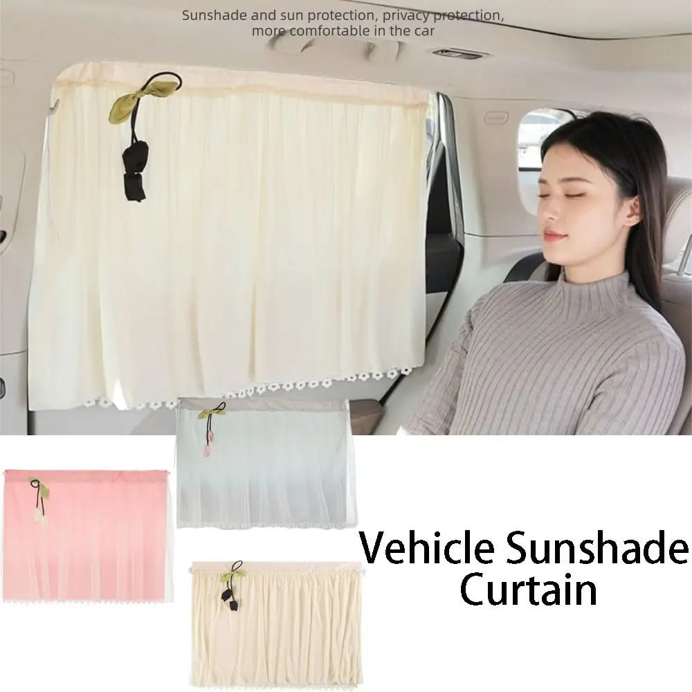 Lace Flower Fringe Suction Cup Car Sunshade Mount Double-layer Design Zpaxo