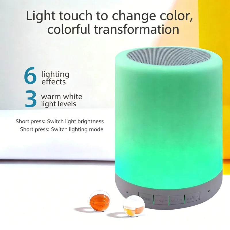 Touch Bluetooth Speaker Night Light 7-Color Dimming LED HIFI Stereo Zpaxo