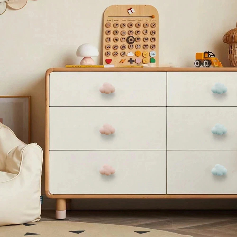 Children's Room Cabinet Knobs Ceramic Cabinet Handle Cartoon Clouds Star Cabinet Wardrobe Drawer Pull Handles for Kids Room Zpaxo