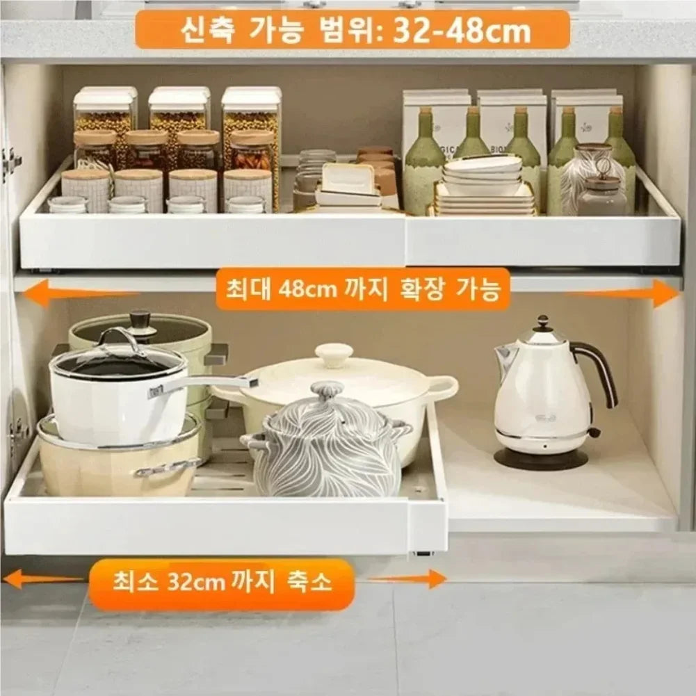 Scalable Pull-Out Kitchen Storage Rack with Slide Rails Drawer Type Storage Tray Seasoning Shelf Storage Rack Cabinets Organizer Zpaxo
