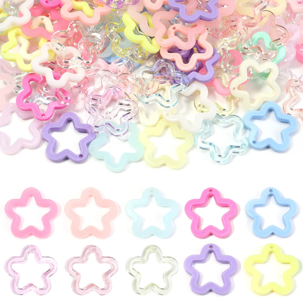 40Pcs/Lot 30mm Acrylic Transparent Hollow Star Loose Beads DIY Jewelry Pendant Keychain Windbell Handmade Fashion Accessories Zpaxo