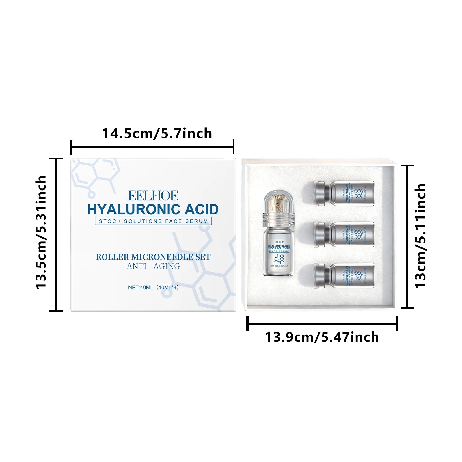 Eelhoe Hyaluronic Acid Face Serum & Microneedle Roller Set Face Serum Set Zpaxo 1 Boxed