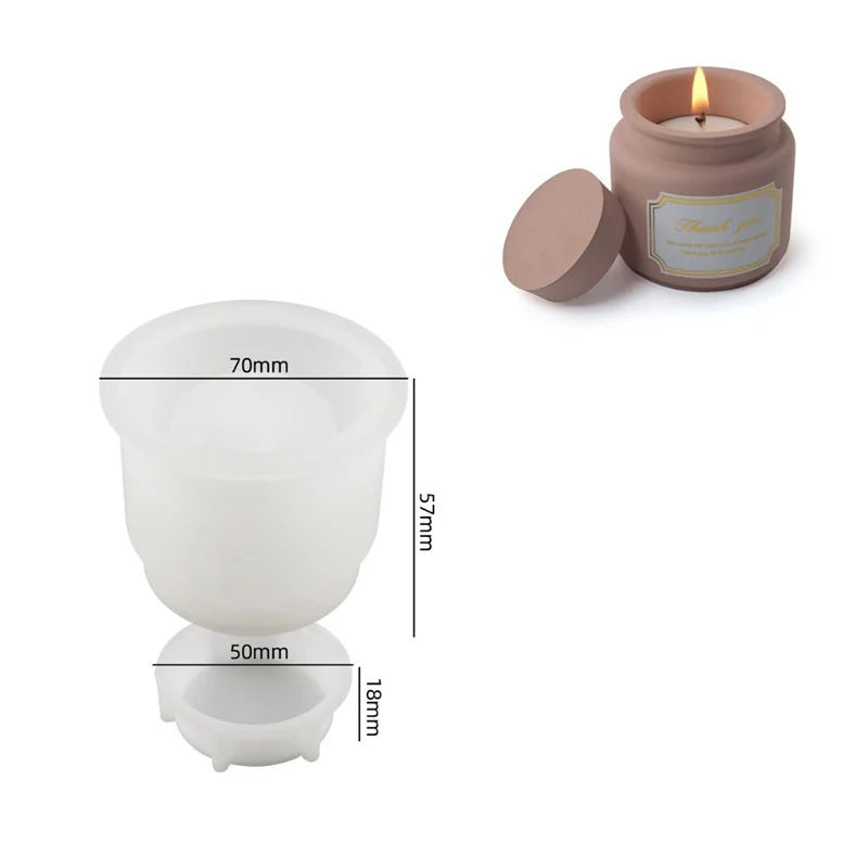 Silicone DIY Candle Jar Mold Lid Aroma Wax Making Resin Concrete Zpaxo C