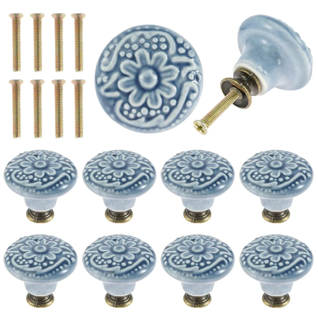 10 Pcs Drawer Pull Handles Round Cabinet Knobs Vintage Ceramic Door Knobs for Closet Cupboard Wardrobe Dresser Kitchen Furniture Zpaxo 10PCS