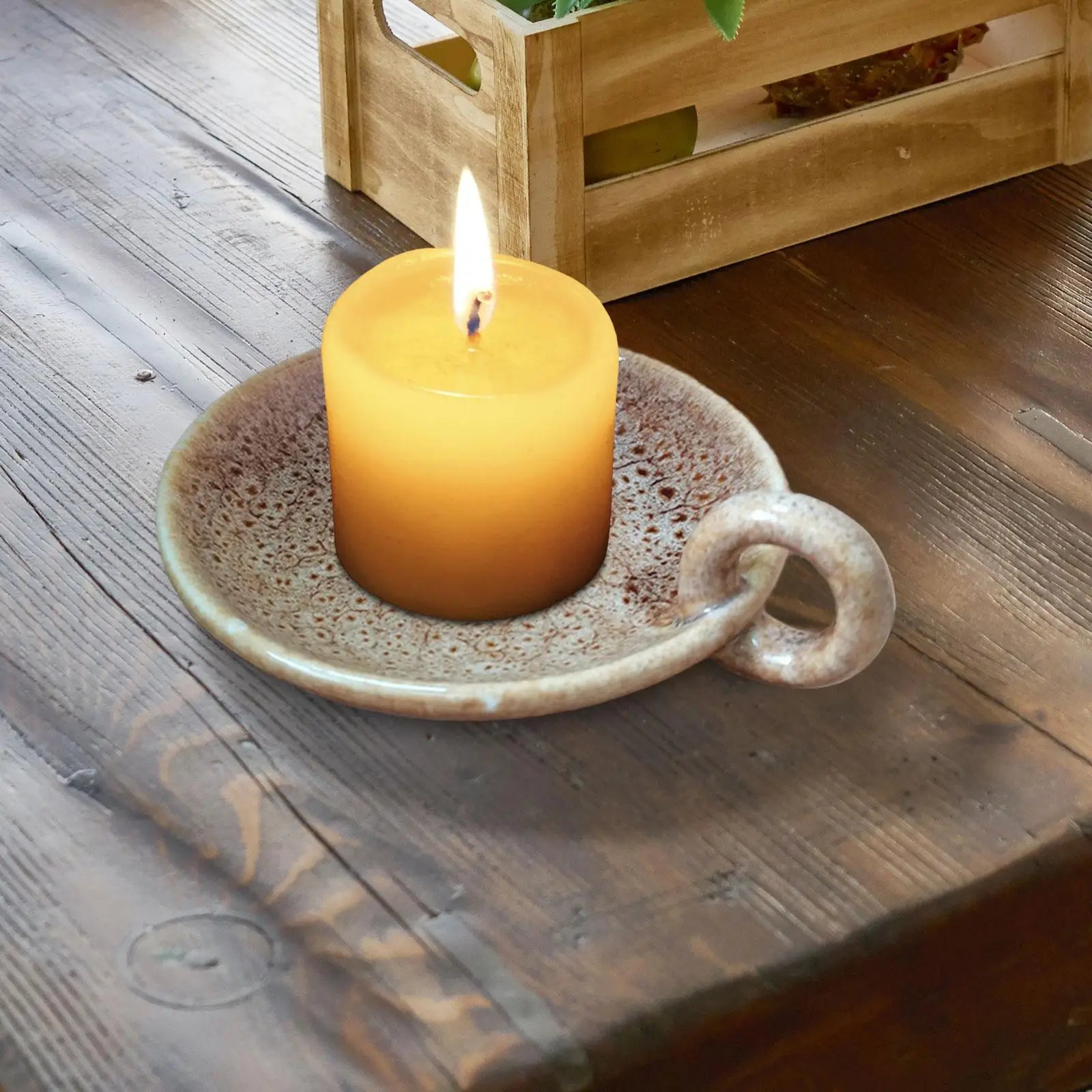 Ceramic Candle Plate Round Candlelight Stand Candle Holder Candlestick for Anniversary Living Room Fireplace Home Decoration Zpaxo Red
