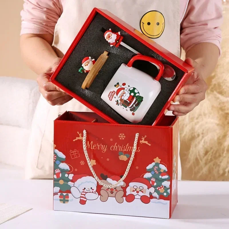 Christmas Ceramic Mug Box Lid Spoon Cup Coffee