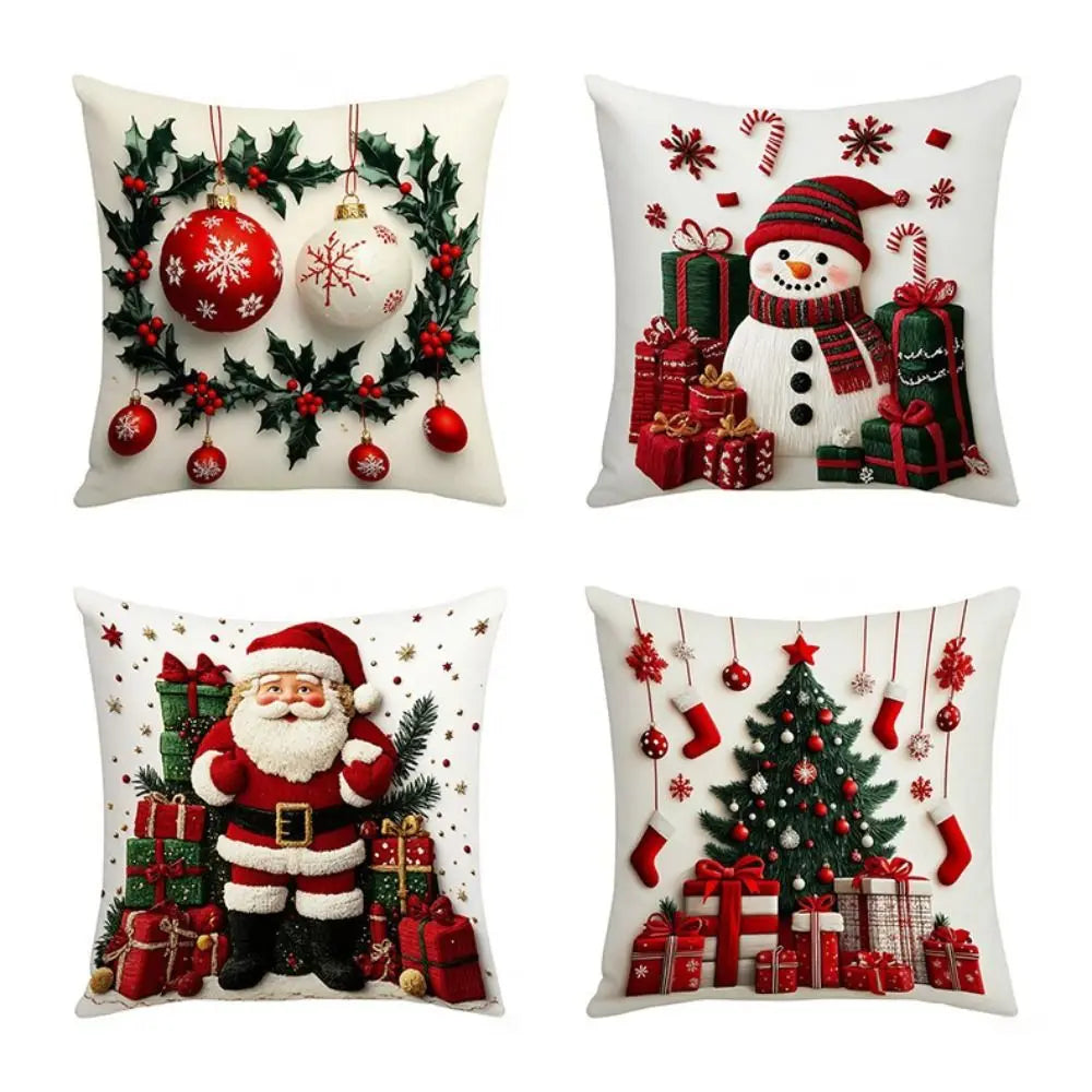 Christmas Cushion Cover – Snowflake & Santa 45×45cm Pillowcase Decorative Cushion Cover Zpaxo
