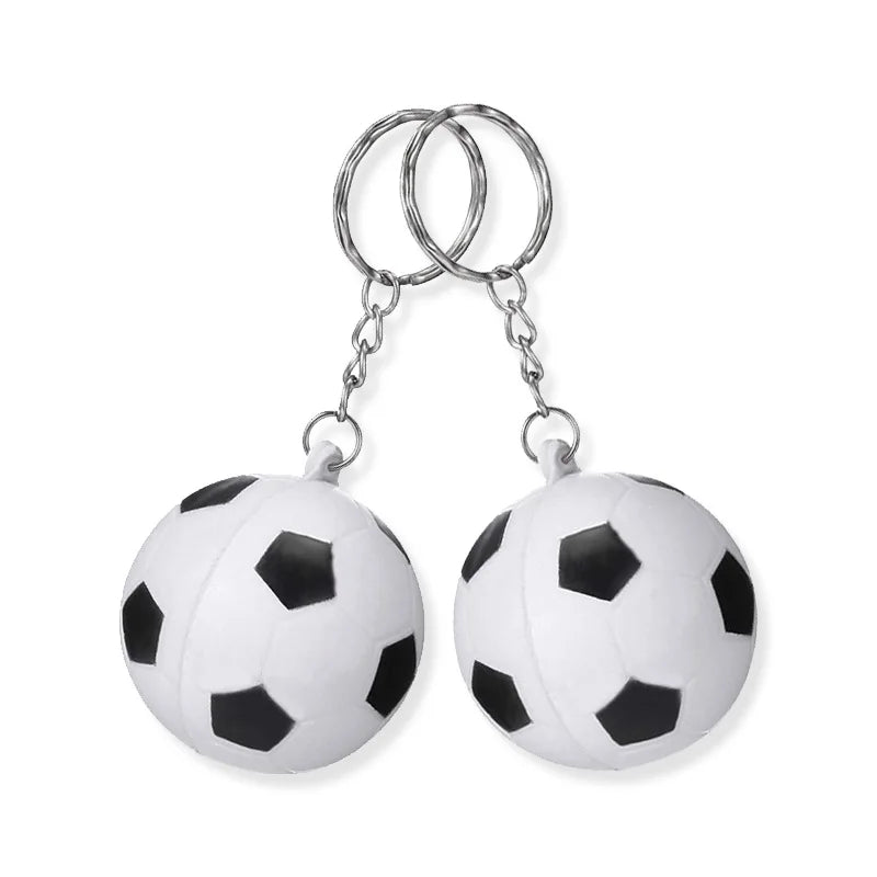 White Soccer Keychains Accessory Mini Stress Ball Sports School Zpaxo 2pcs with ring