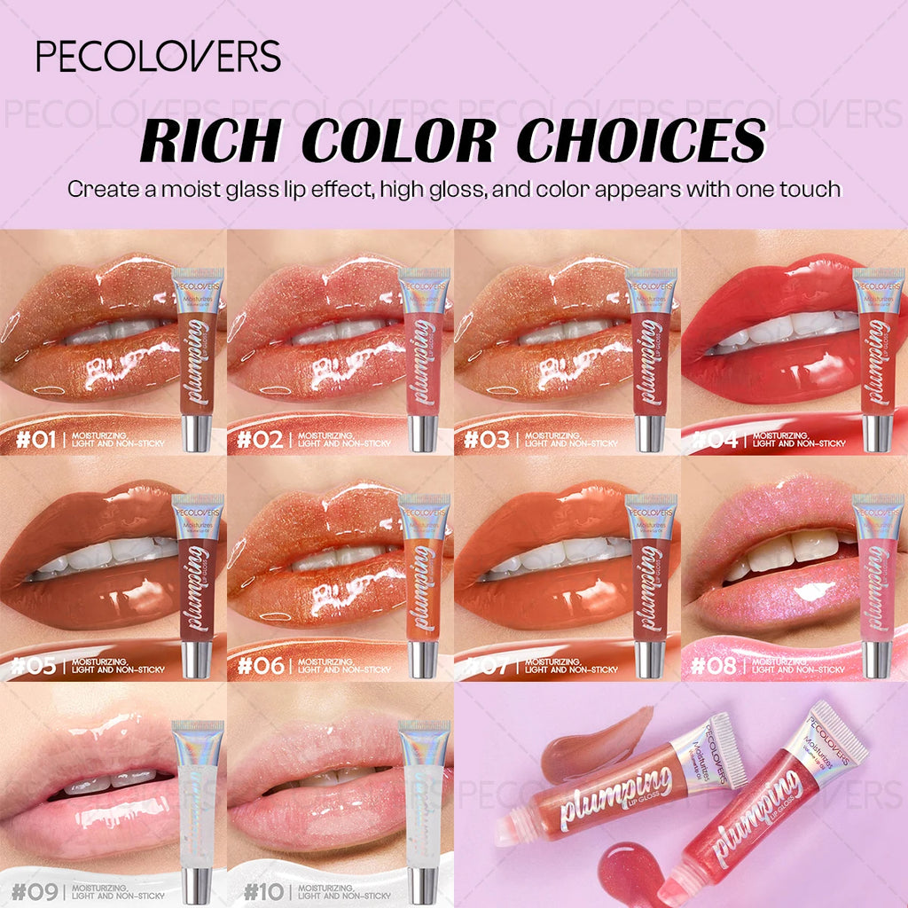 1PC Transparent Lip Oil, Moisturizing Hydrating, Fine Shimmer Liquid Lipstick, Creates Glossy Mirror Shine Effect Zpaxo