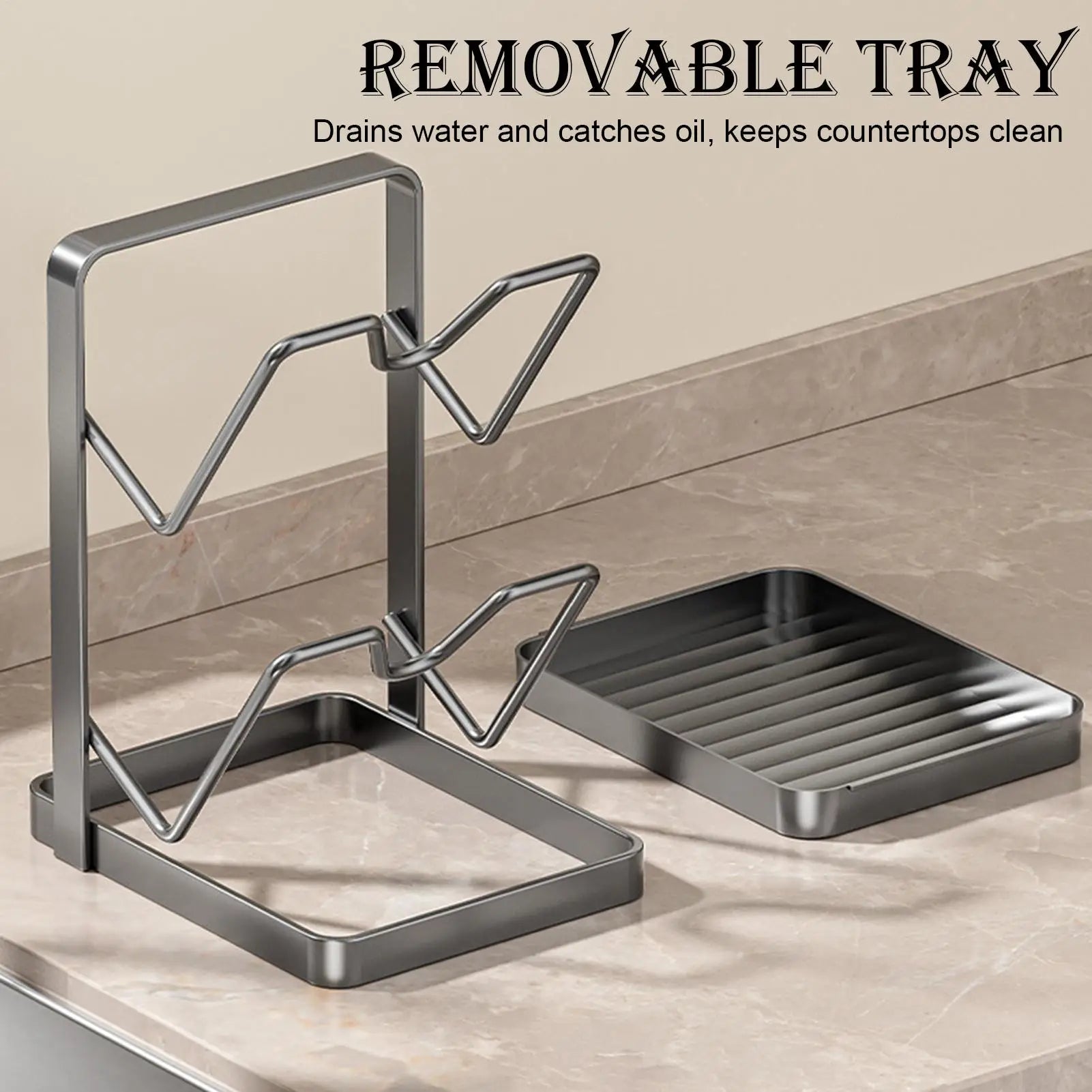 2 Tier Pot Lid Organizer Cutting Board Rack Pan Holder Kitchen