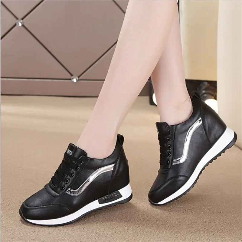 CINESSD Microfiber Women Casual Shoes Platform Wedge Fashion Sneakers Zpaxo