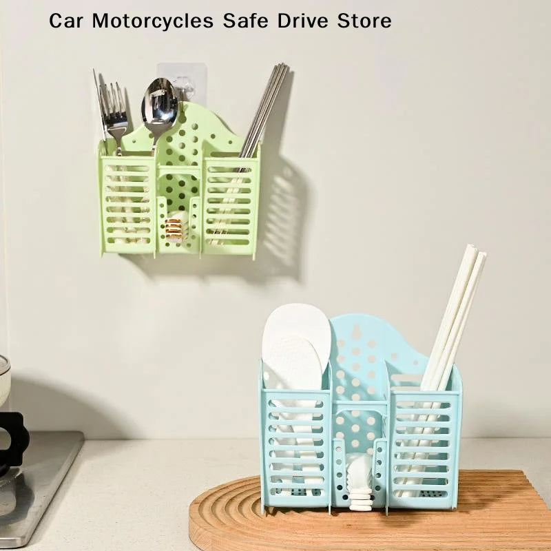 Multifunctional 3 Slot Plastic Chopstick Cage Hollow Drain Utensil