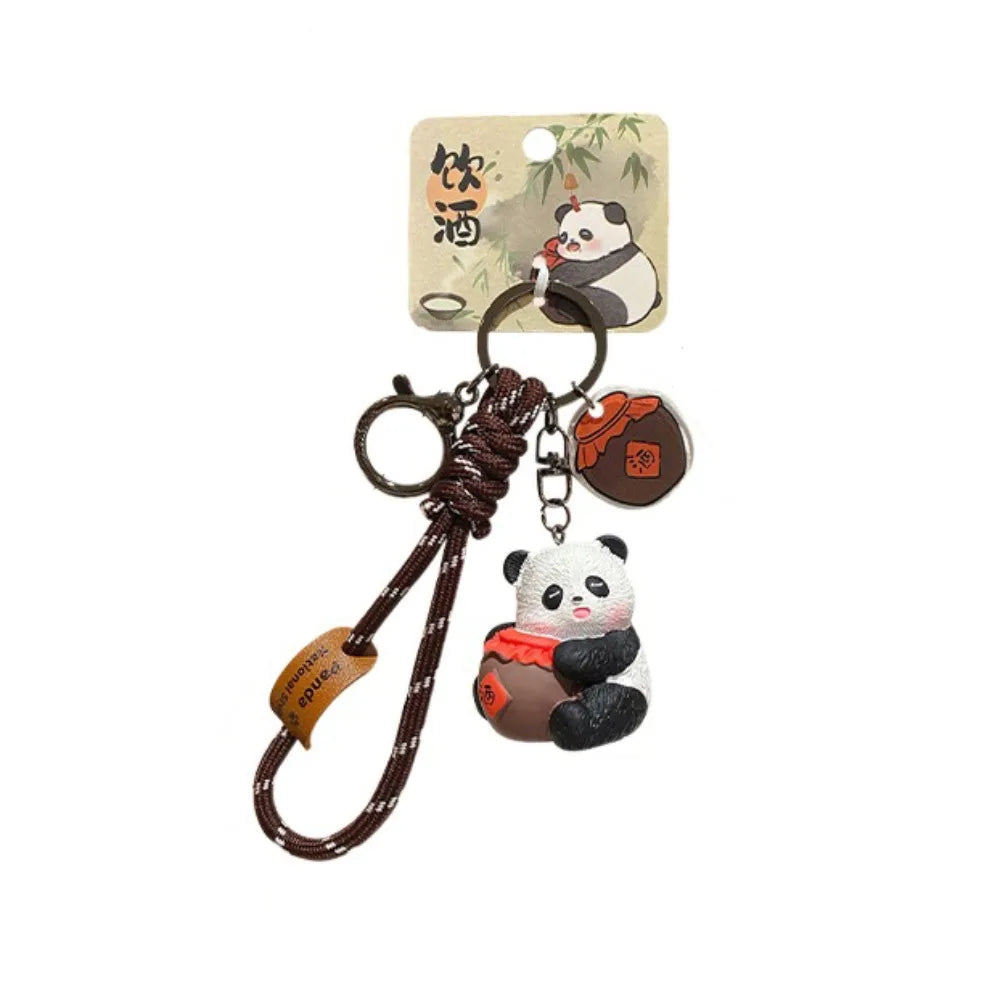 Lovely Cartoon Panda Keychain Chinese Style Bag Hanging Panda Dolls Pendant Ornaments Kawaii Car Key Ring Gifts Zpaxo Style 2