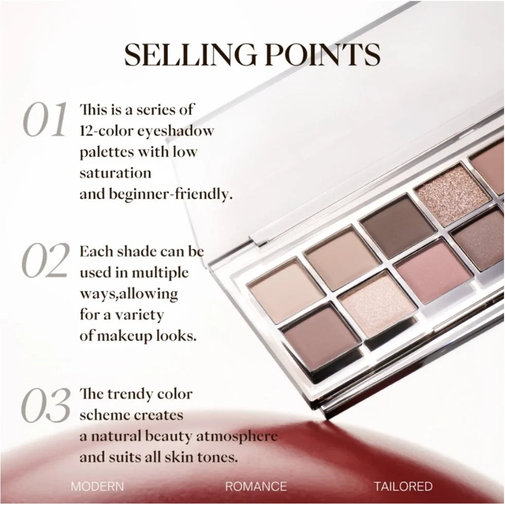 JOOCYEE 12 Shades Eyeshadow Palette Long-lasting Pearlized Gel Smooth Zpaxo