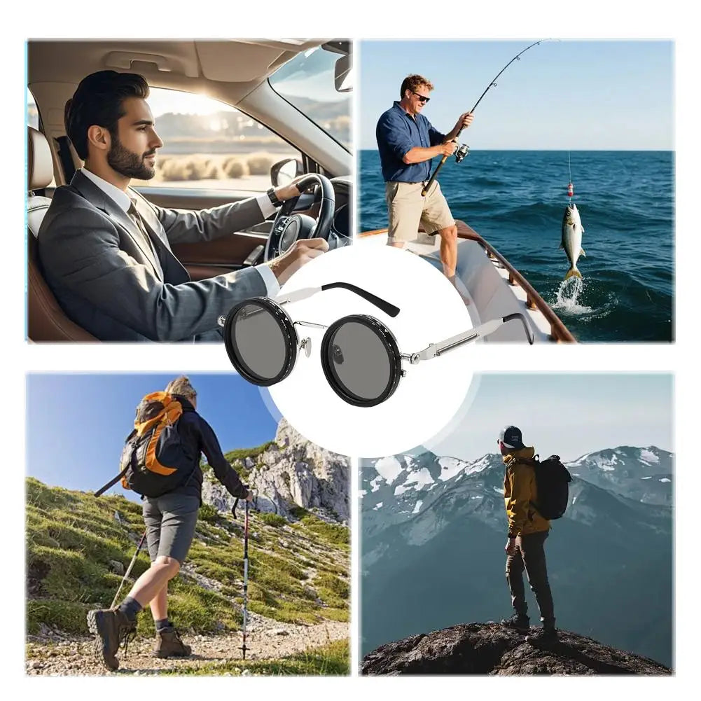 9 Level Fishing Sunglasses Punk ND9 Anti-UV Sunglasses Dimming Retro Fishing Sunglasses with Glasse Case Comfort Fit Zpaxo