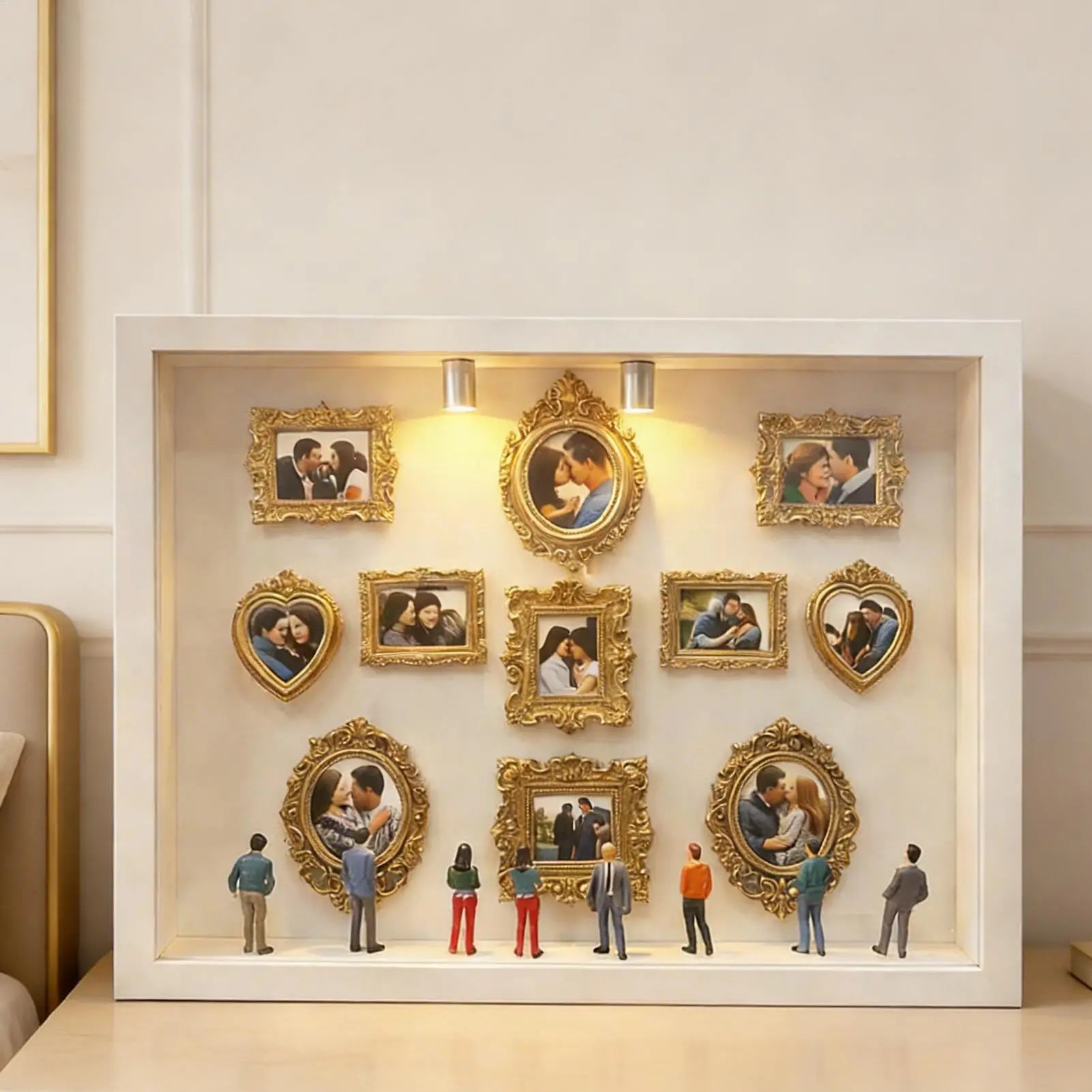 Miniature Memory Display Case Handmade 3D Keepsake Box LED Lights