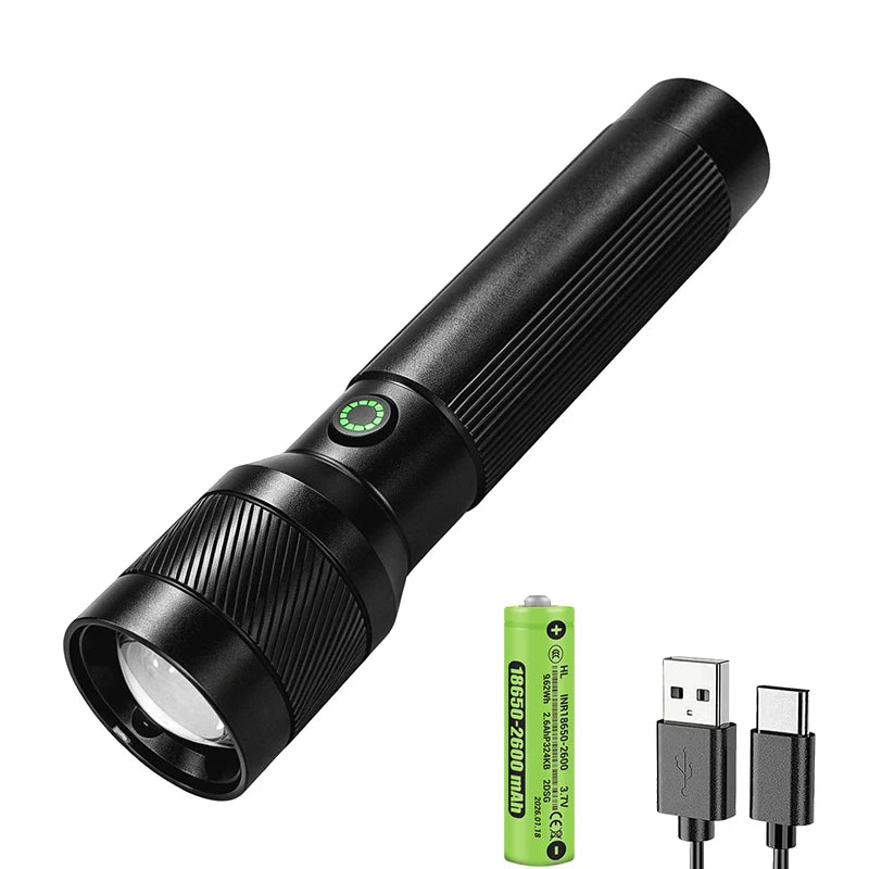 90000LM Power XHP50 Led Flashlight Rechargeable Torch Zoom Usb Hand Zpaxo Black 18650 battery