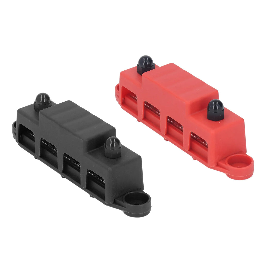 2-piece 4-Position M8 Bus Bar Red Black 48VDC 250A Perfect RV Yacht