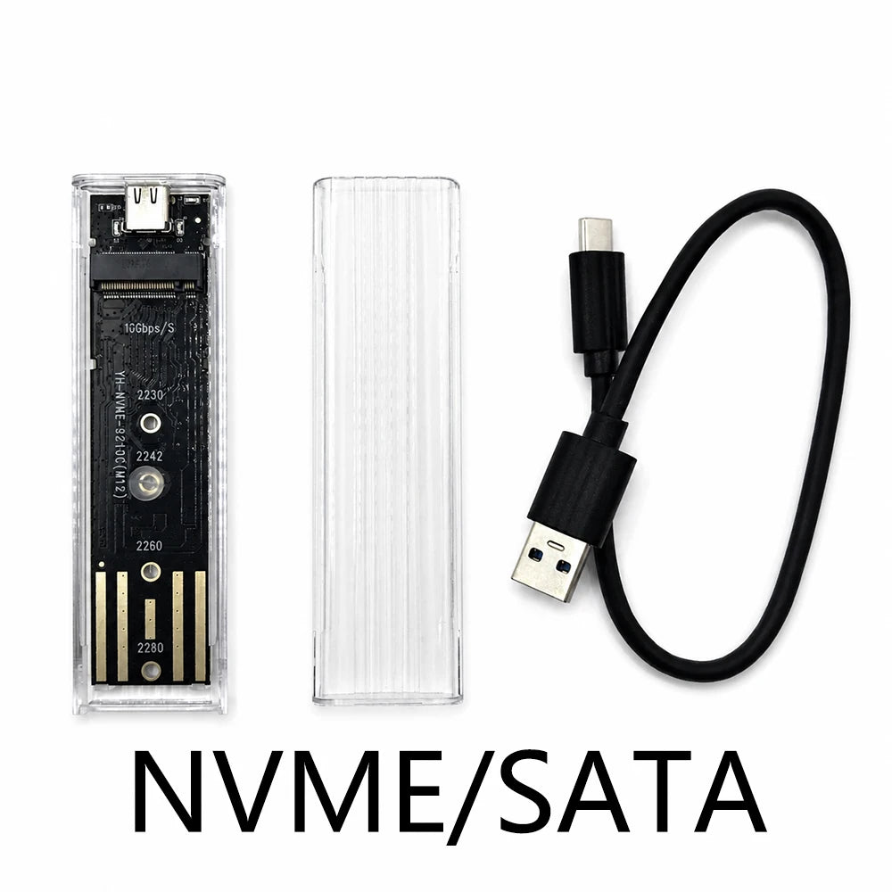 M 2 NVME PCIe NGFF SATA Dual Protocol SSD Case Clear USB C 10Gbps Zpaxo NVME-SATA