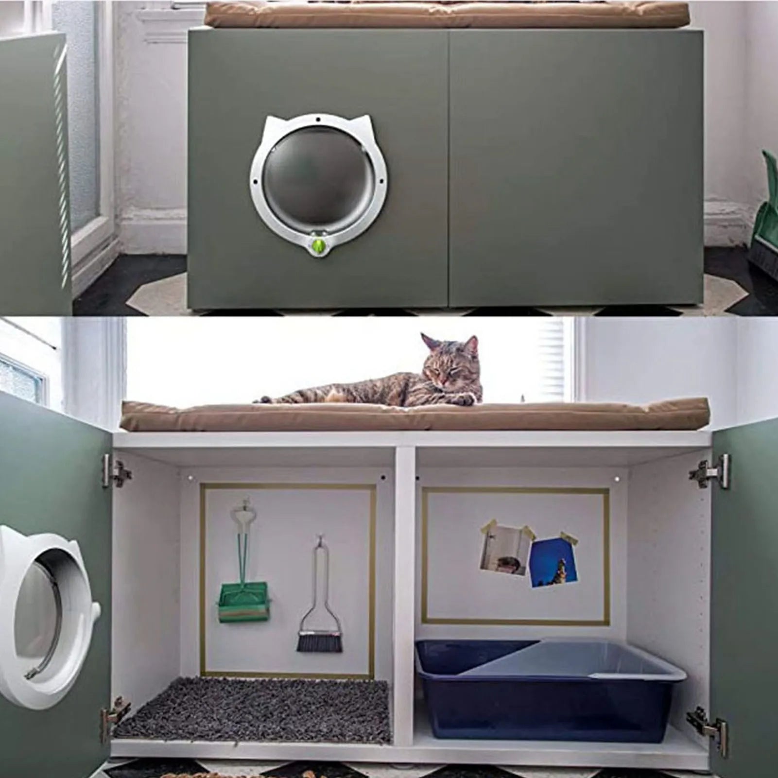 Small Round Cat Door 4-way Lock Pet Plastic Window Lockable Safe Gate