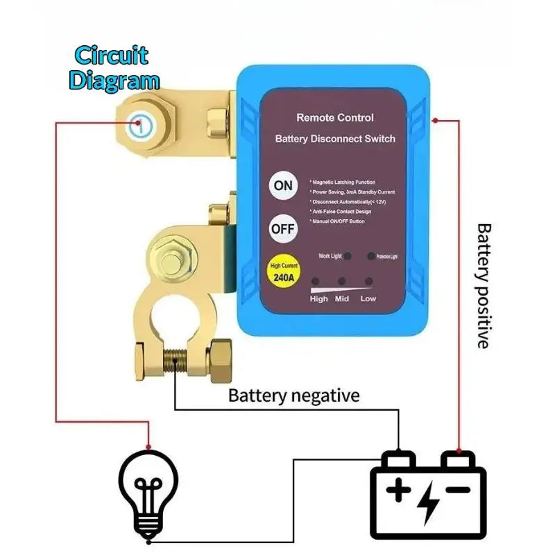 240A Remote Battery Disconnect Switch – LED Voltage Display