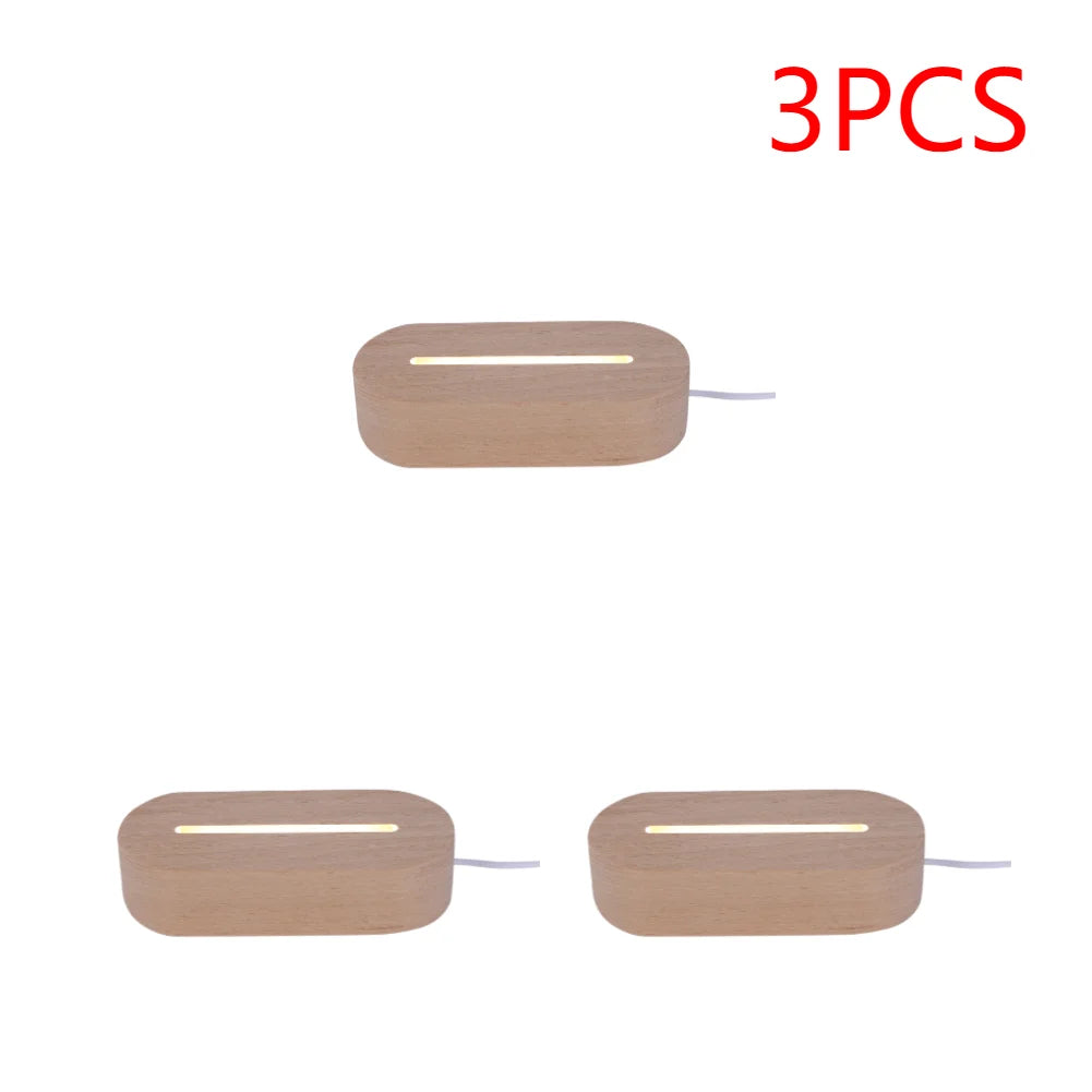 1- Oval Wooden LED Light Display Luminous Base Resin Letter Lamp Zpaxo 3PCS