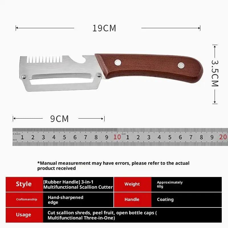 CMMultifunctional Stainless Steel Peeler Wooden Handle 3-in-1