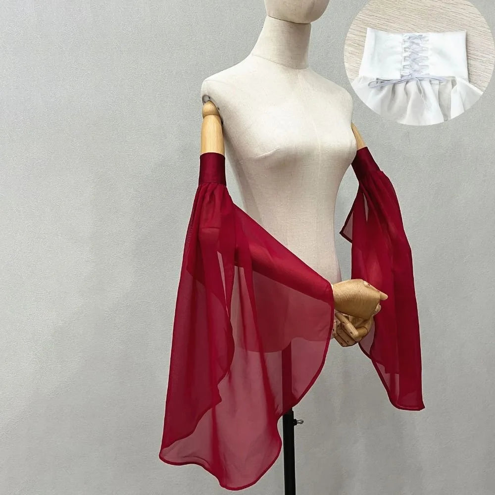 Fashion Sunscreen Long Tulle Sleeves Breathable Chiffon Sheer Bridal Gloves Thin Detachable Sleeves Gothic Events Zpaxo
