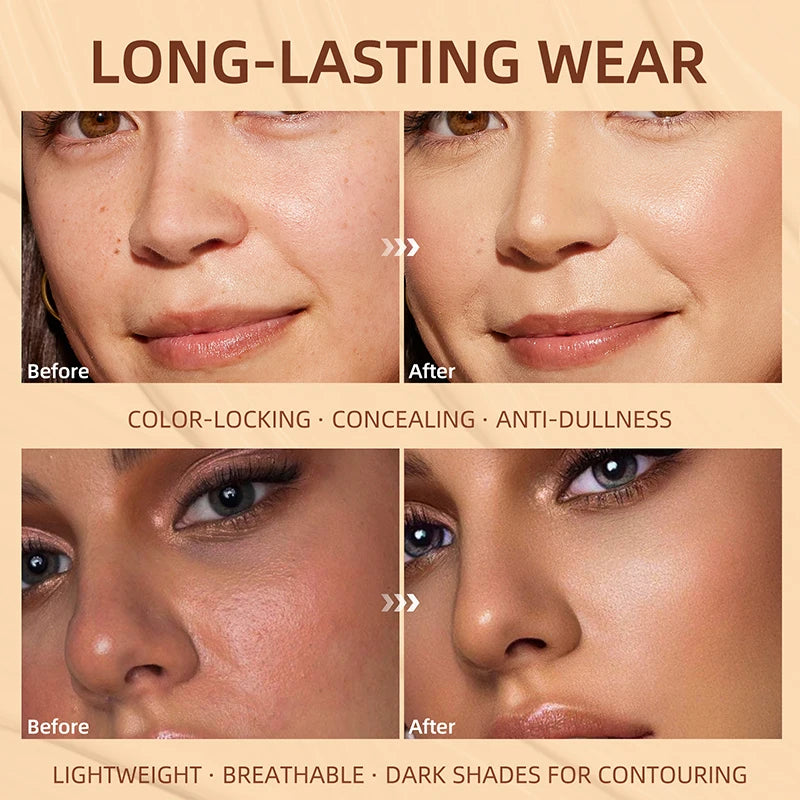 2-Color Foundation Concealer Palette - Creamy, Full Coverage, Long-Wearing for Contouring, Brightening & Natural 3D Face Makeup Zpaxo